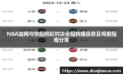NBA篮网与快船精彩对决全程转播信息及观看指南分享